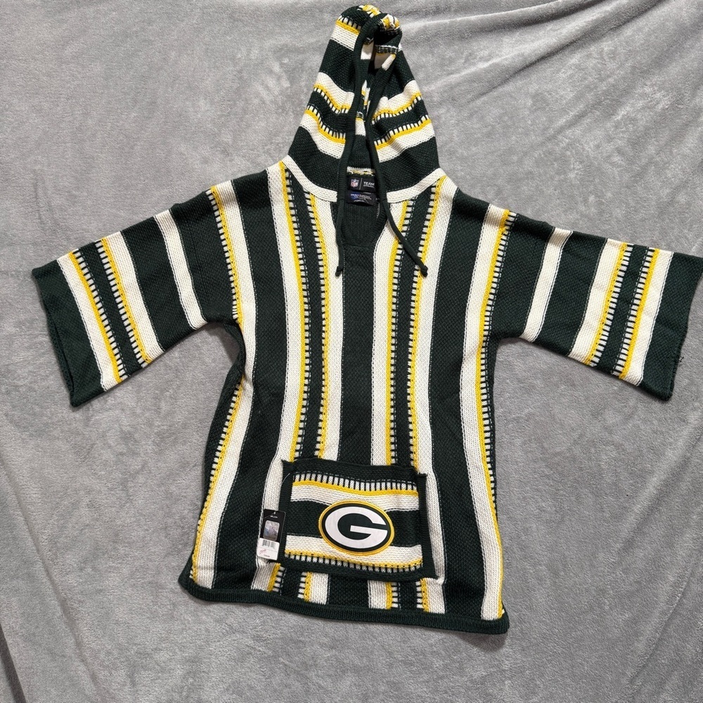 NFL Green Bay Packers Knit Baja Hoodie - Green, White & Yellow Size Medium